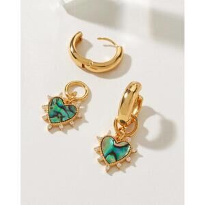 Luna Norte Dolce Cuore Charm Huggie Hoop Earring - Abalone